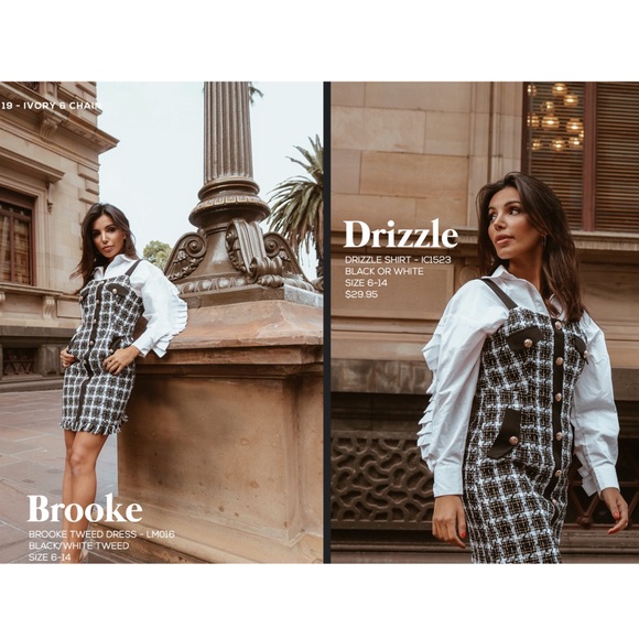 Ivory and Chain Brooke Tweed Black and White Dress - Picture 2 of 13